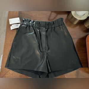 NWT Wilfred Black High Waisted Paper Bag Style Pleather Short